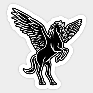 Black Pegasus Drawing Sticker